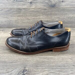 J Shoes William 15113 Derby Mens Size 11 Navy Blue Leather Handcrafted Sole